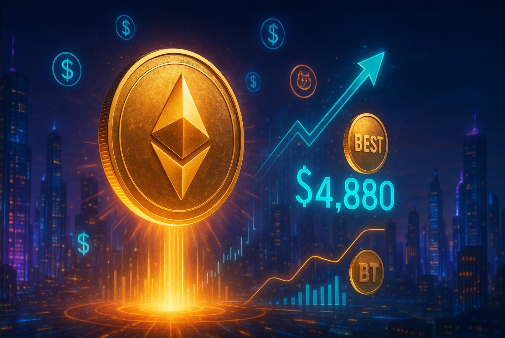 Ethereum Shatters $4,880 Ath Amid Rising $Best Buzz