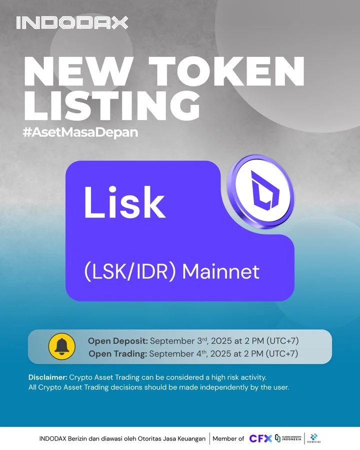 Lisk $Lsk Launches On Indodax Exchange September 4, 2025