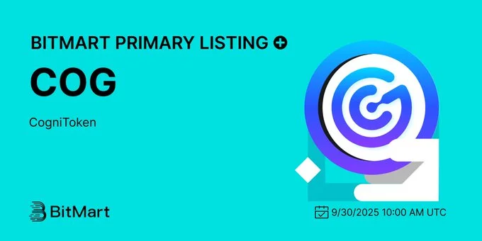 Cognitoken $Cog Launching On Bitmart, Sept 30, 2025