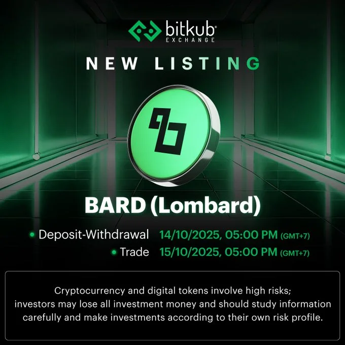 Lombard $Bard Launching On Bitkub October 15Th, 2025
