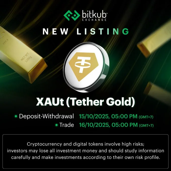 Tether Gold $Xaut Launching On Bitkub Exchange October 16