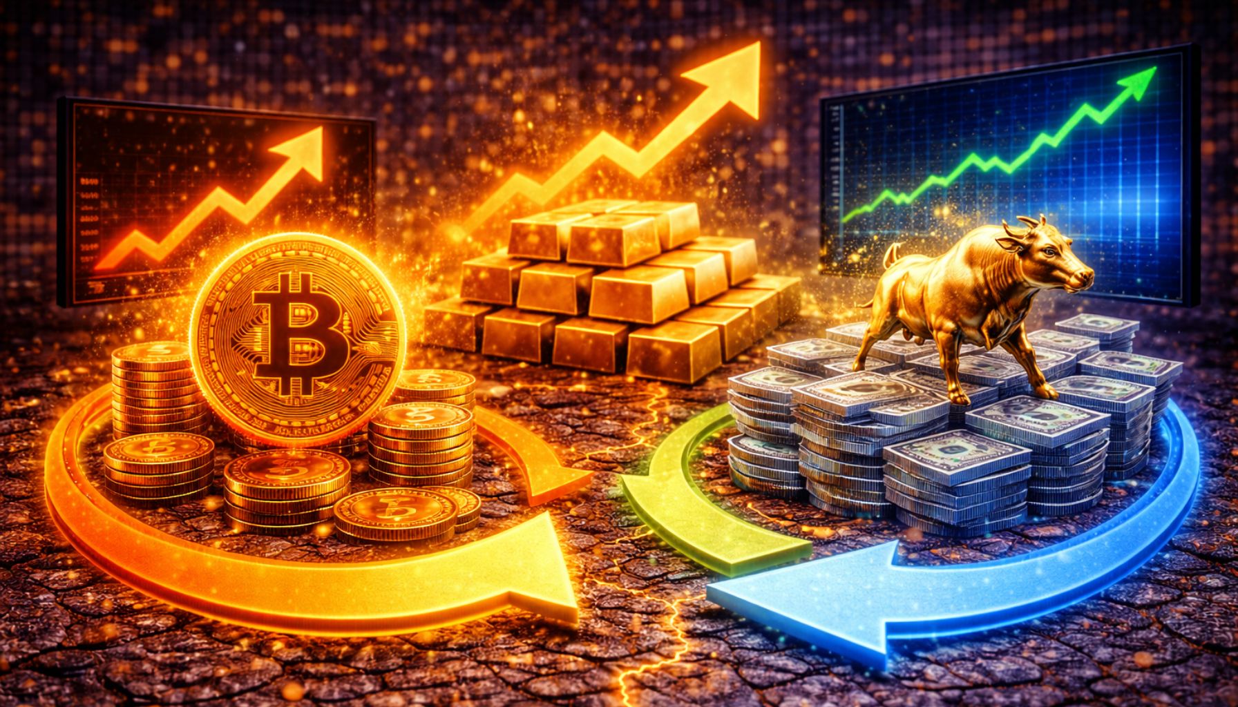 Bitcoin Lags Behind Gold And Equities In Capital Rotation