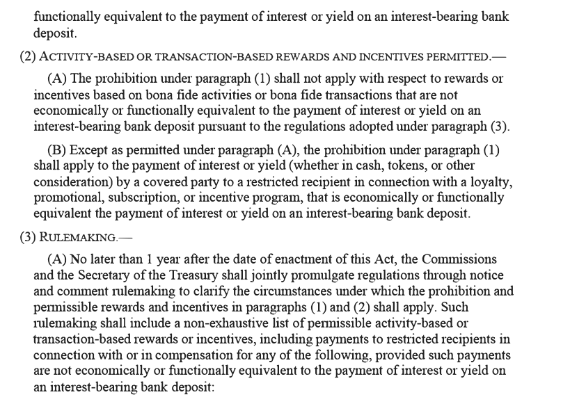 US Crypto Bill Advances with Stablecoin Yield Details Released
