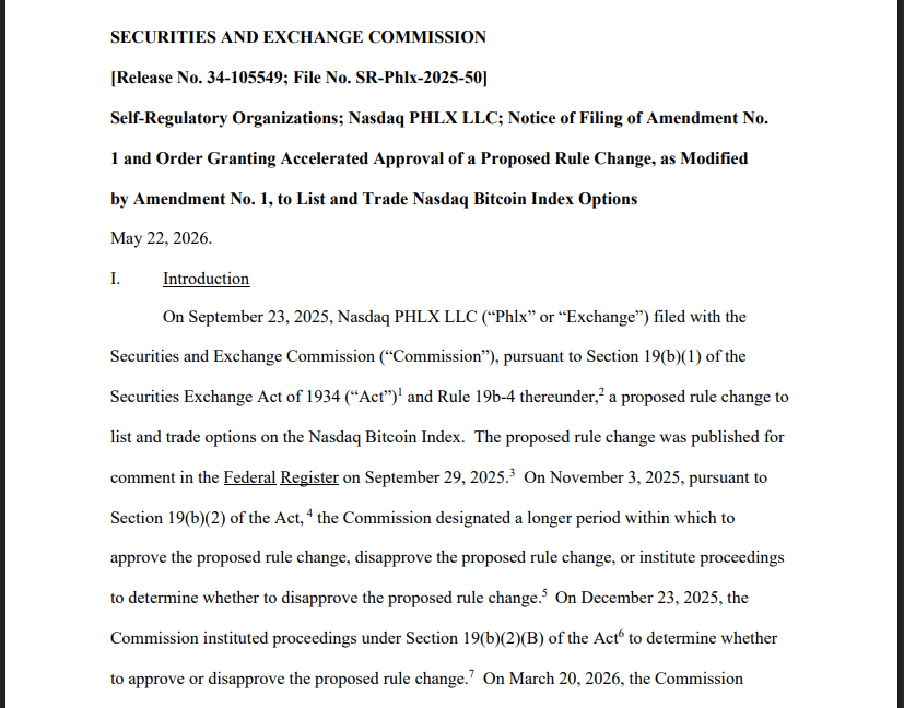 Bitcoin Trading Advances with SEC-Approved Nasdaq Options