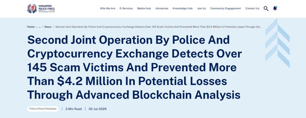 Singapore’s Second Crackdown on Crypto Scams Over $7M Prevented