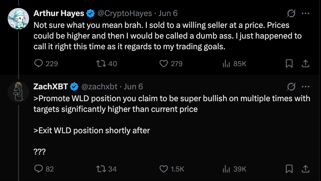 Arthur Hayes Sells WLD Holdings Amid Liquidity Concerns
