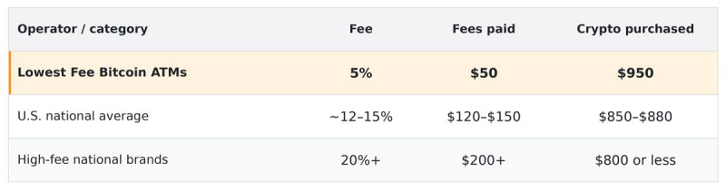 Lowest Fee Bitcoin ATMs to Launch Over 400 Across US
